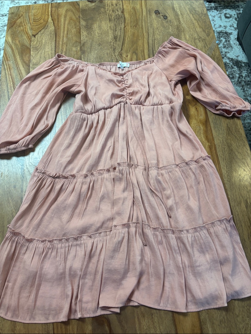 Women’s Dusty Pink Tiered Off-Shoulder Casual Dress